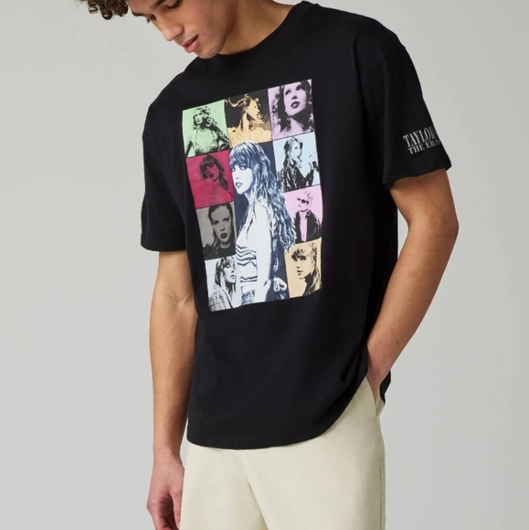 Taylor Swift The Eras Tour US Dates Black Graphic T-Shirt Size L Unisex - Picture 2 of 10